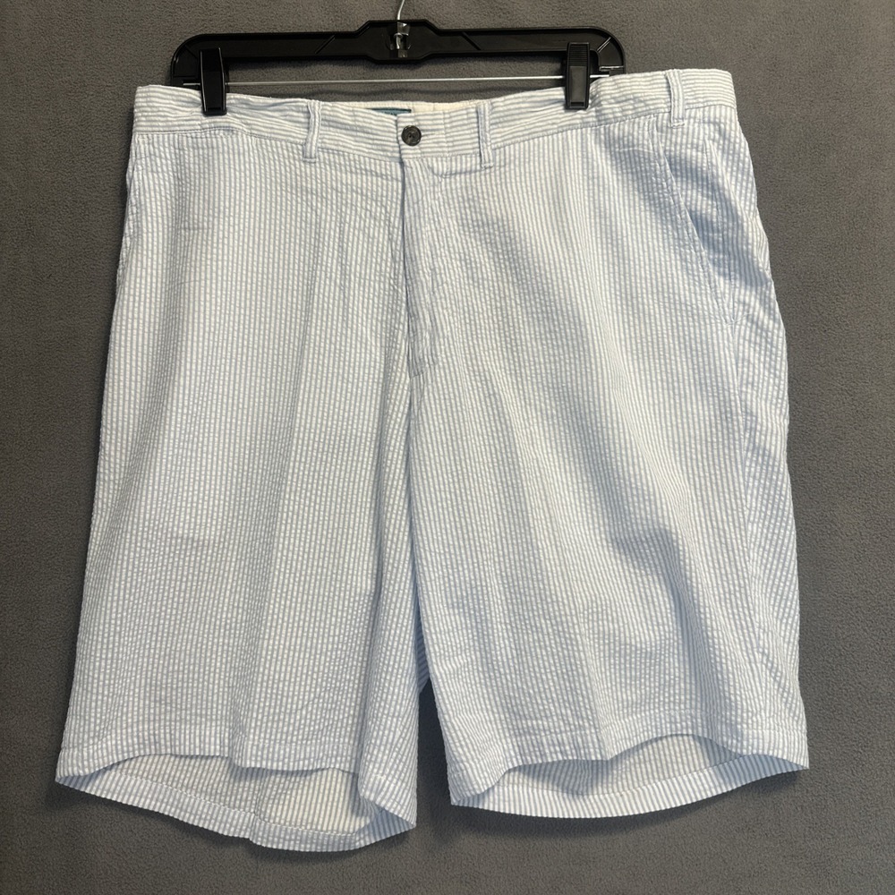 Castaway Nantucket Island Seersucker Shorts Mens 36‎ 8.5" Blue Striped Coastal